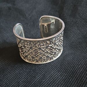 Retired Silpada Sterling Silver Filigree Heart Cuff Bracelet